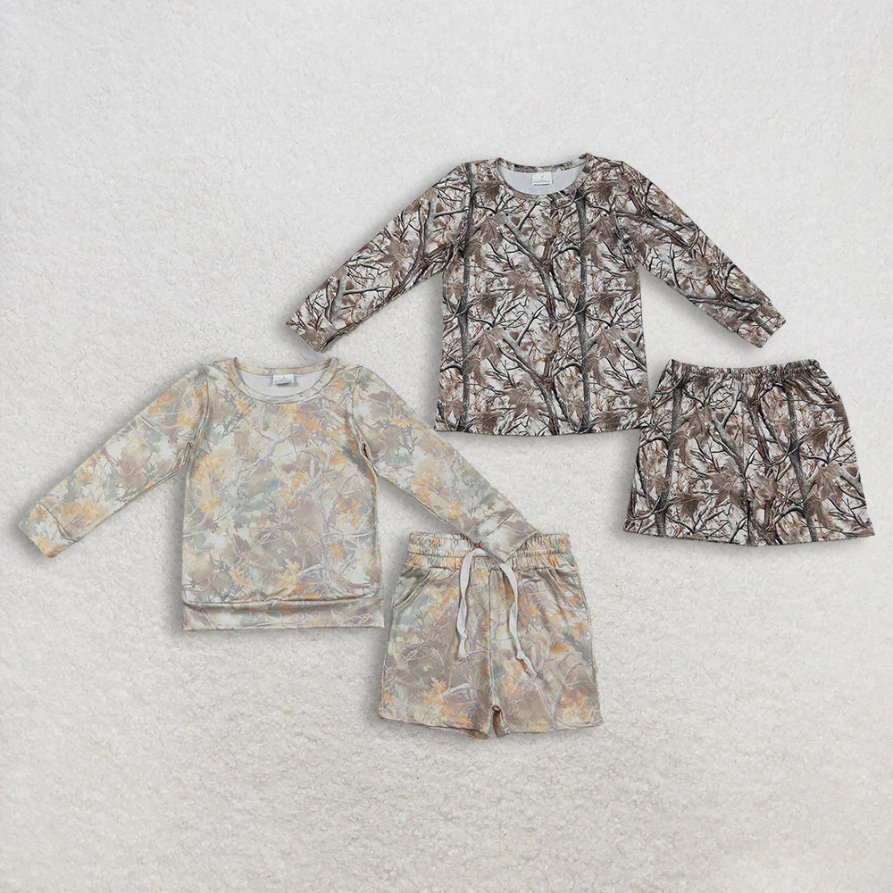 1.27 RTS Sibling Baby Girls Long Sleeve Southern Camo Top Shorts Hunting Pajamas Clothes Sets