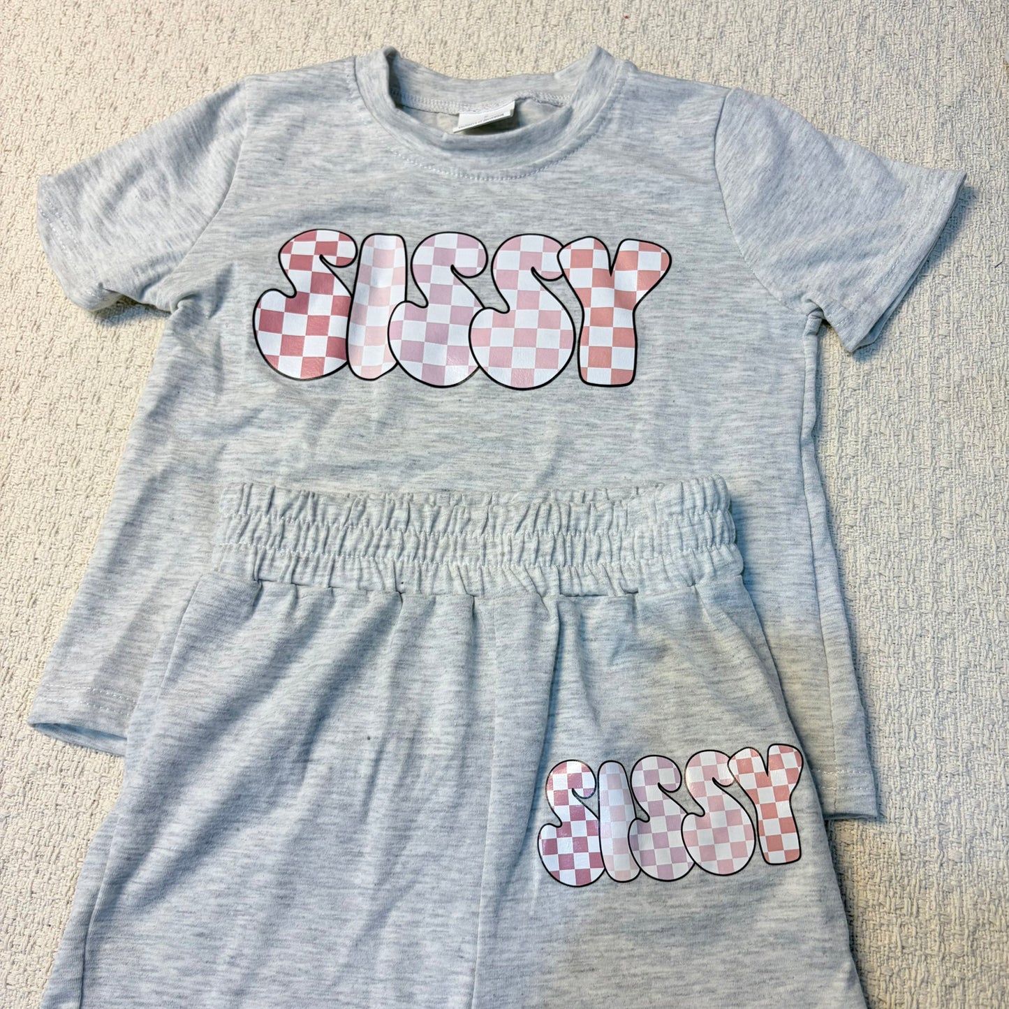 0526 RTS Sibling Sibling Vinyl Baby Boys Cotton Top Sports Shorts Clothes Sets