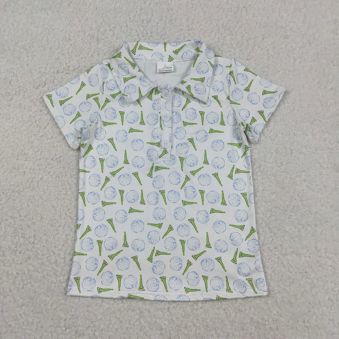 1.7 RST Sibling Baby Boys Golf Flags Button Polo Shirts Top