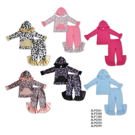 Baby Girls Hooded Ruffle Top Bell Pants Clothes Sets