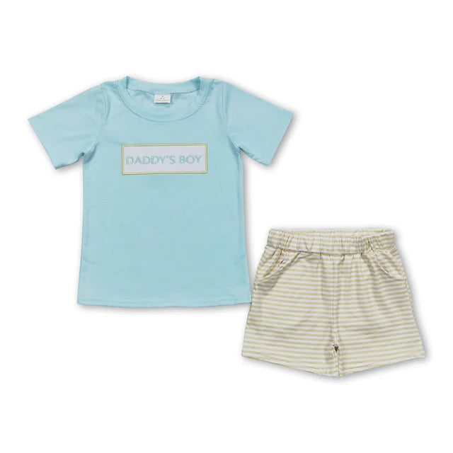 RTS Sibling Daddy's boy top stripe shorts children apparel and romper