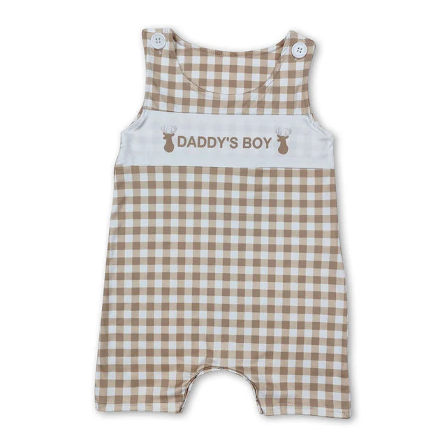 RTS Sibling daddy's boy deer top plaid shorts kids boys clothes and romper