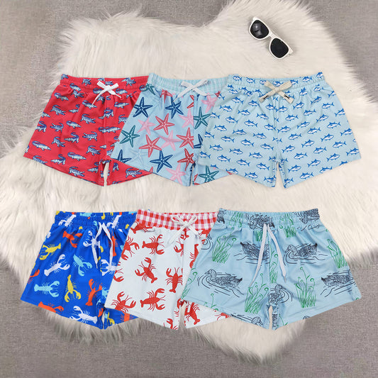8.19 RTS Sibling Baby Boys Summer Swimsuits Red crocodule summer boy swim trunks