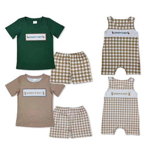 RTS Sibling daddy's boy deer top plaid shorts kids boys clothes and romper