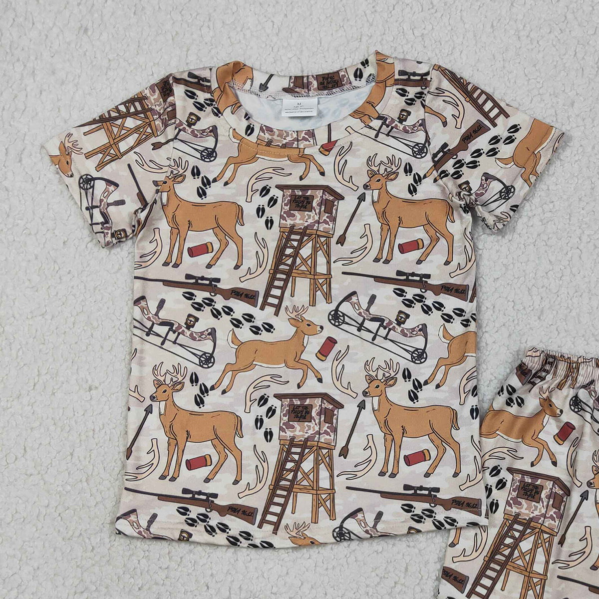 BSSO1559 RTS NO MOQ （In stock ）Short sleeves deer print kids boys summer clothes