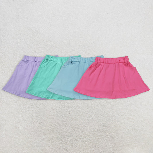 6.30  RTS NO MOQ Baby Girls Skirt Baby Girls Dark Pink Pocket Yoga Active Wear Skorts
