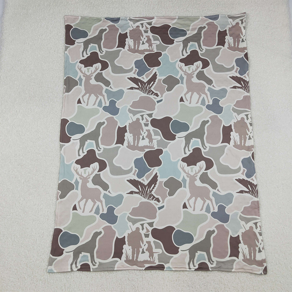 RTS NO MOQ （In stock）BL0212 Baby Blankets Gray Deer Ducks Camo Western Hunting Blankets