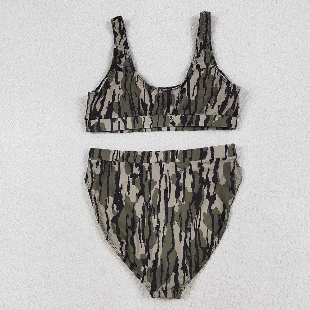 USA Shop (in stock)S0563+S0564 RTS NO MOQ Adult Women's Swimsuit Bottomland camo adult women summer swim top summer swim bottom sets