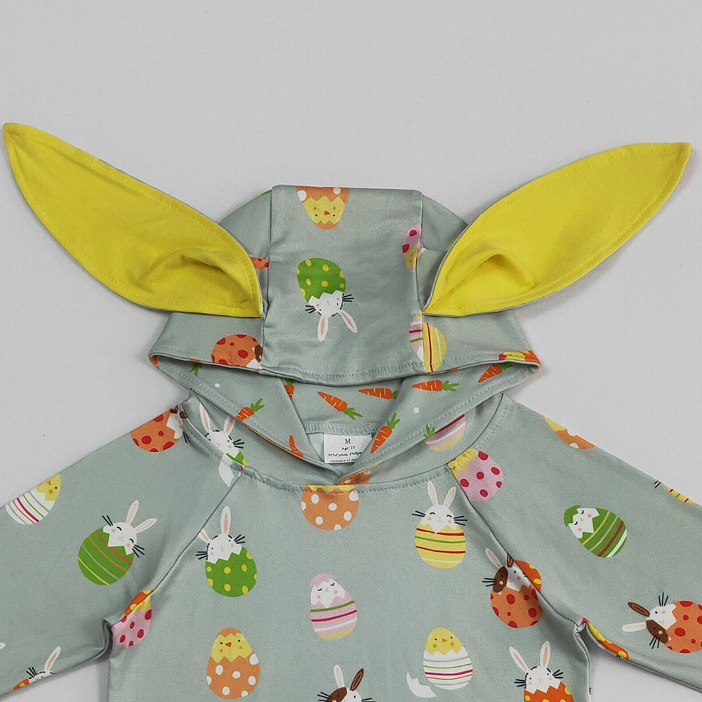BT1136Easter Bunny Hoodie Long Sleeve Ear Bunny Kids Baby Clothes Cartoon Print Comfortable Soft Polyester Spring Autumn Wear