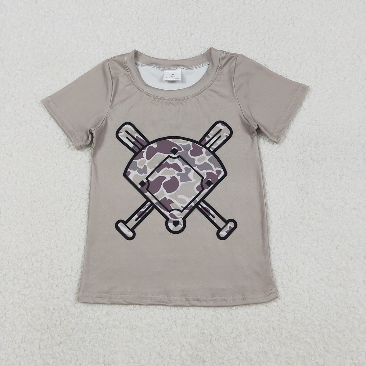 11.21 RTS NO MOQ （In stock）BT1417+SS0733 Baby Boys Grey Camo Baseball Short Sleeve Team T-shirts Shorts Clothes