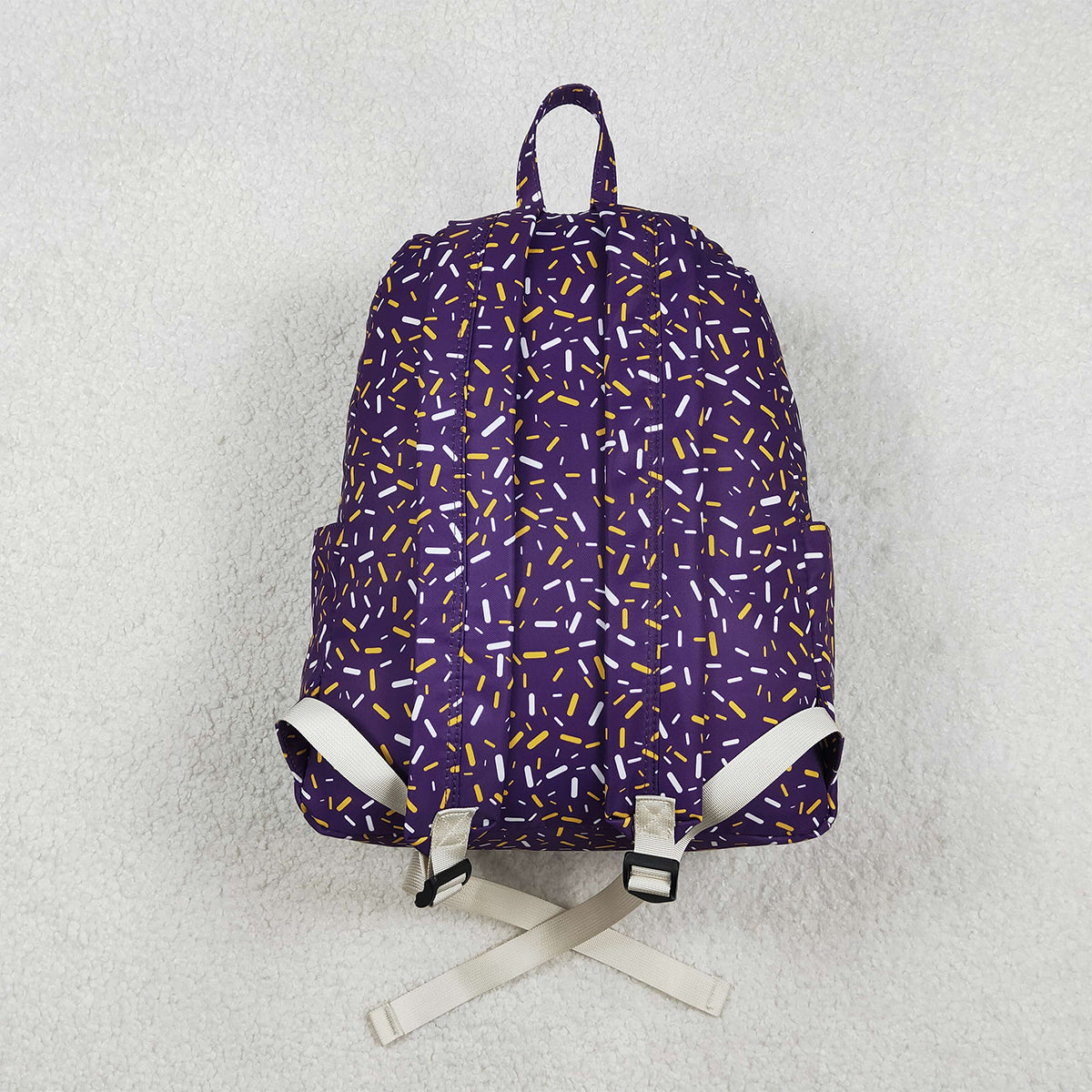 11.7 RTS NO MOQ （In stock）BA0327 Baby Kids Purple Sprinkles Team Zipper School Back Bags  13*5*17 inches