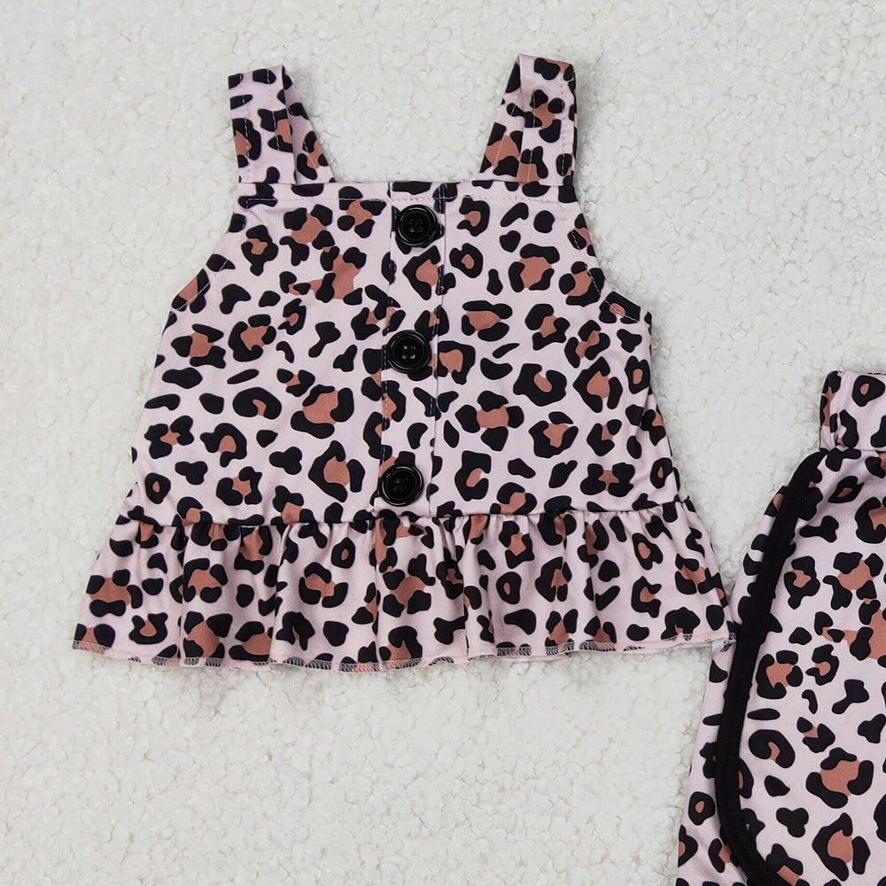 5.19  GSSO2053  RTS NO MOQ Straps leopard peplum shorts girls summer outfits