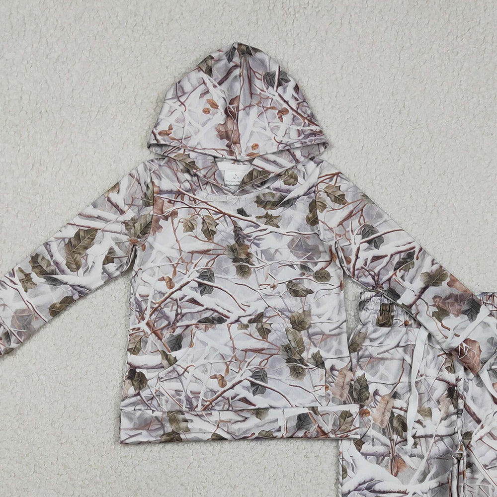 1.28 RTS NO MOQ （In stock）BLP1400 Baby Boys Southern Leaves Camo Pockets Hoodie Jogger Clothes Sets