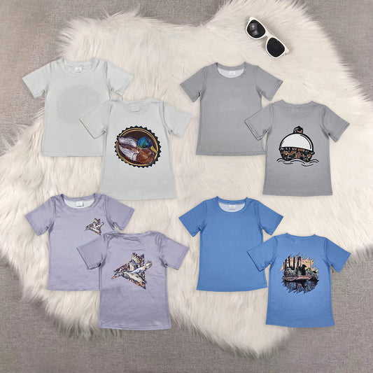 8.02 RTS Sibling Baby Boys Summer Tops Short sleeves beige duck baby boy hunting shirt