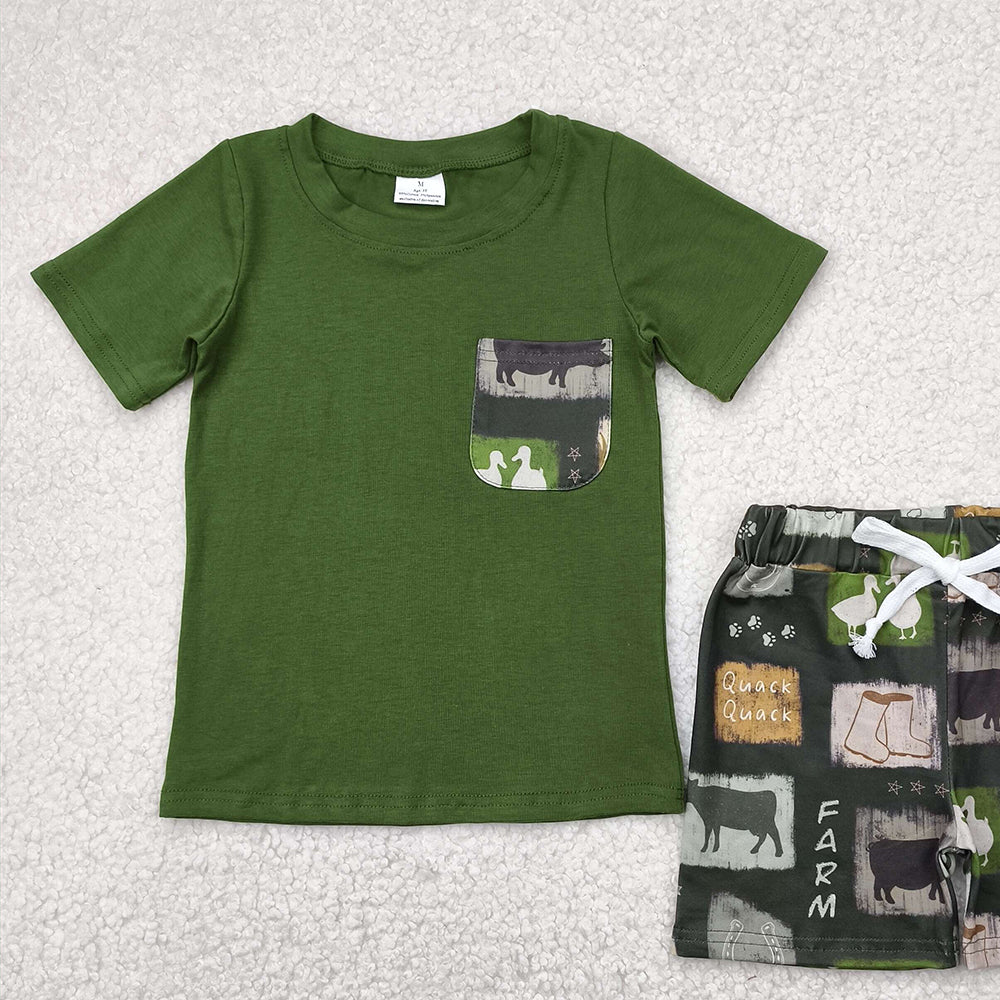 6.18 BSSO1390 RTS NO MOQ Baby Boys Summer Boys Outfits Baby Boys Western Cow Boots Shirt Shorts Clothes Sets