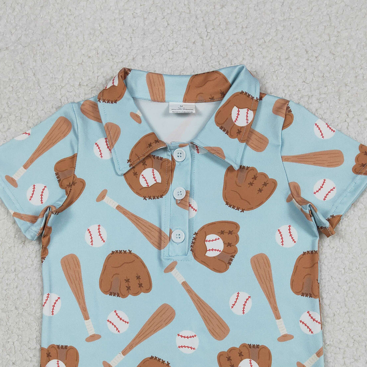 12.24 RTS NO MOQ （In stock）BT1579 Baby Boys Baseballs Team Button Polo Shirts Top