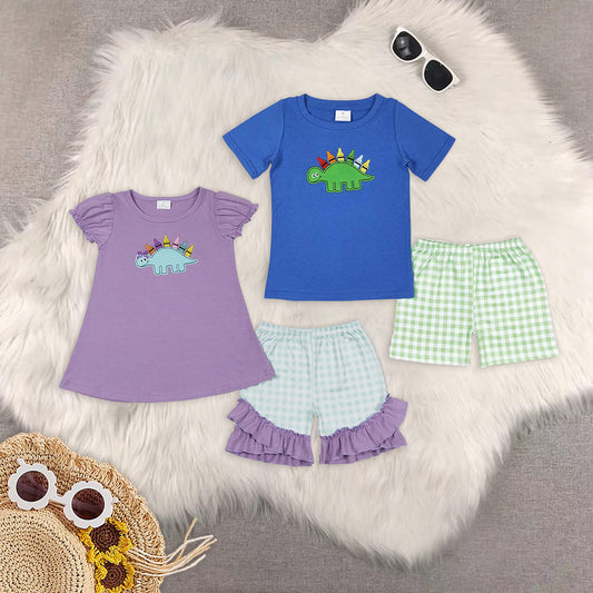 8.01    Sibling Back To School Dinosa Crayon Shorts Set