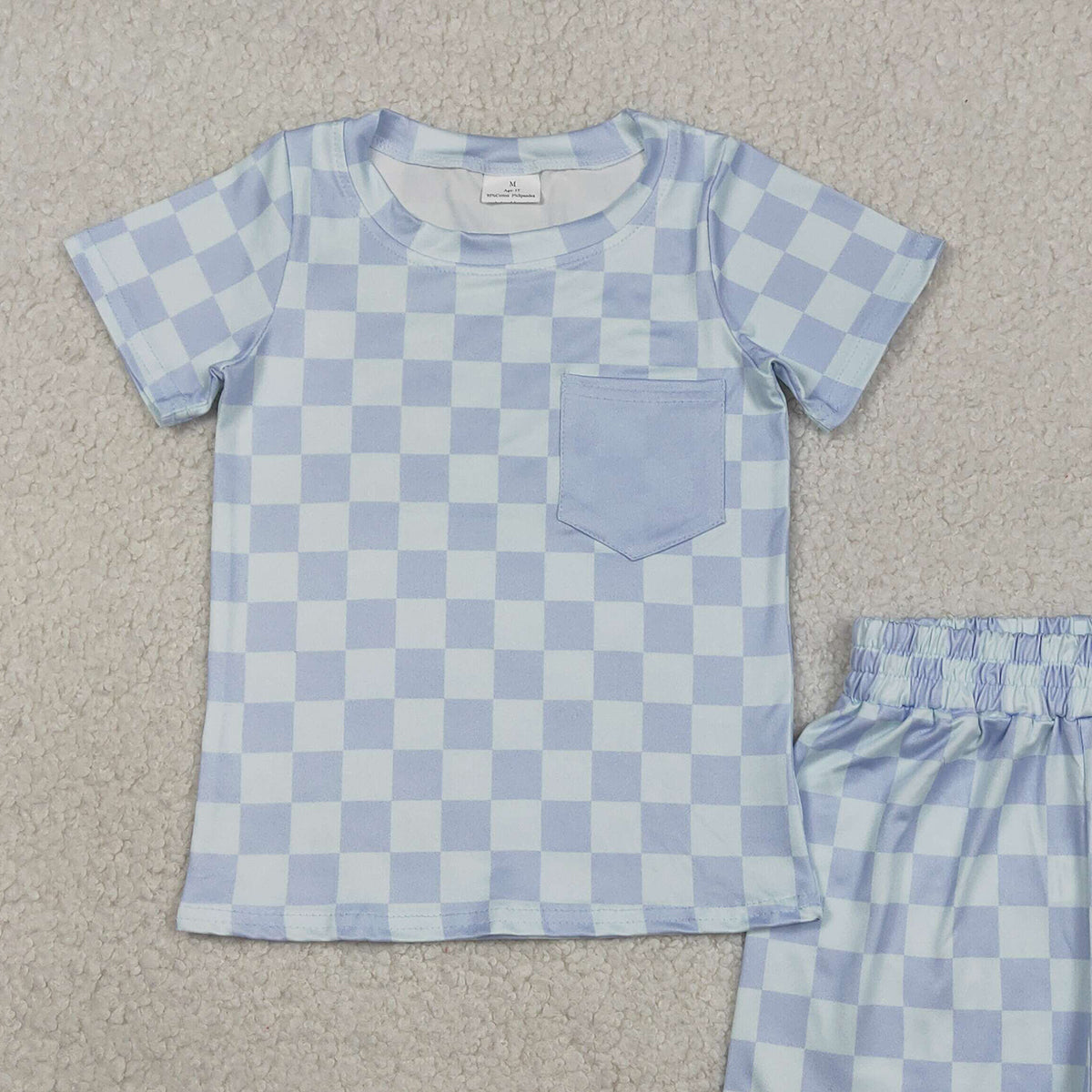 3.6 RTS NO MOQ （In stock）BSSO1753 Children's Fashion Set Baby Boys Dark Green Shirts Top Checked Pockets Shorts Clothes Sets