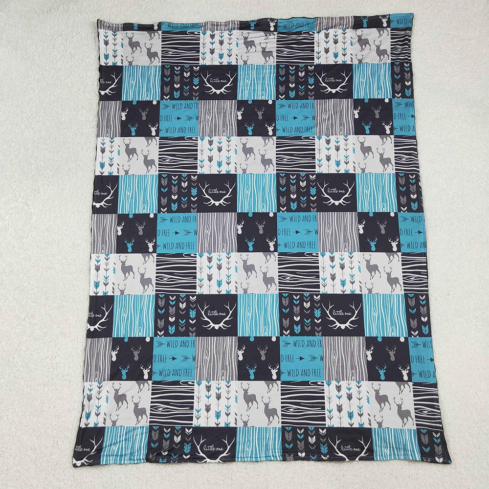 10.10 RTS NO MOQ （In stock）BL0074 Baby Kids Deer Hunting Checked Western Blankets