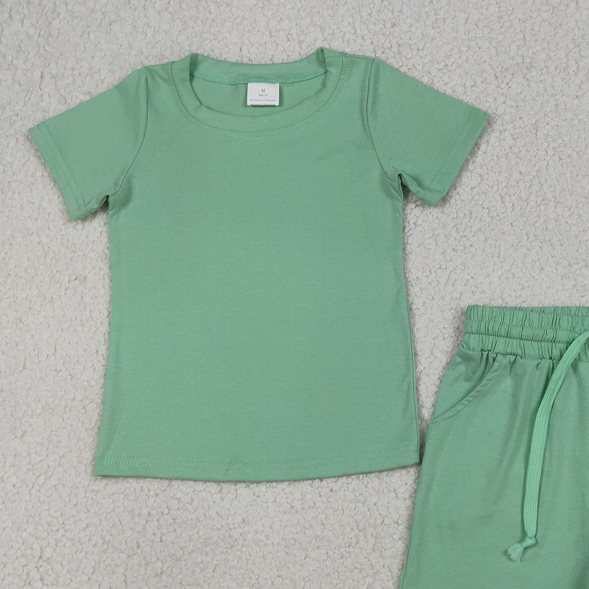 4.2 BSSO1886 RTS NO MOQ （In stock ）Short sleeves mint cotton top pocket shorts boys outfits