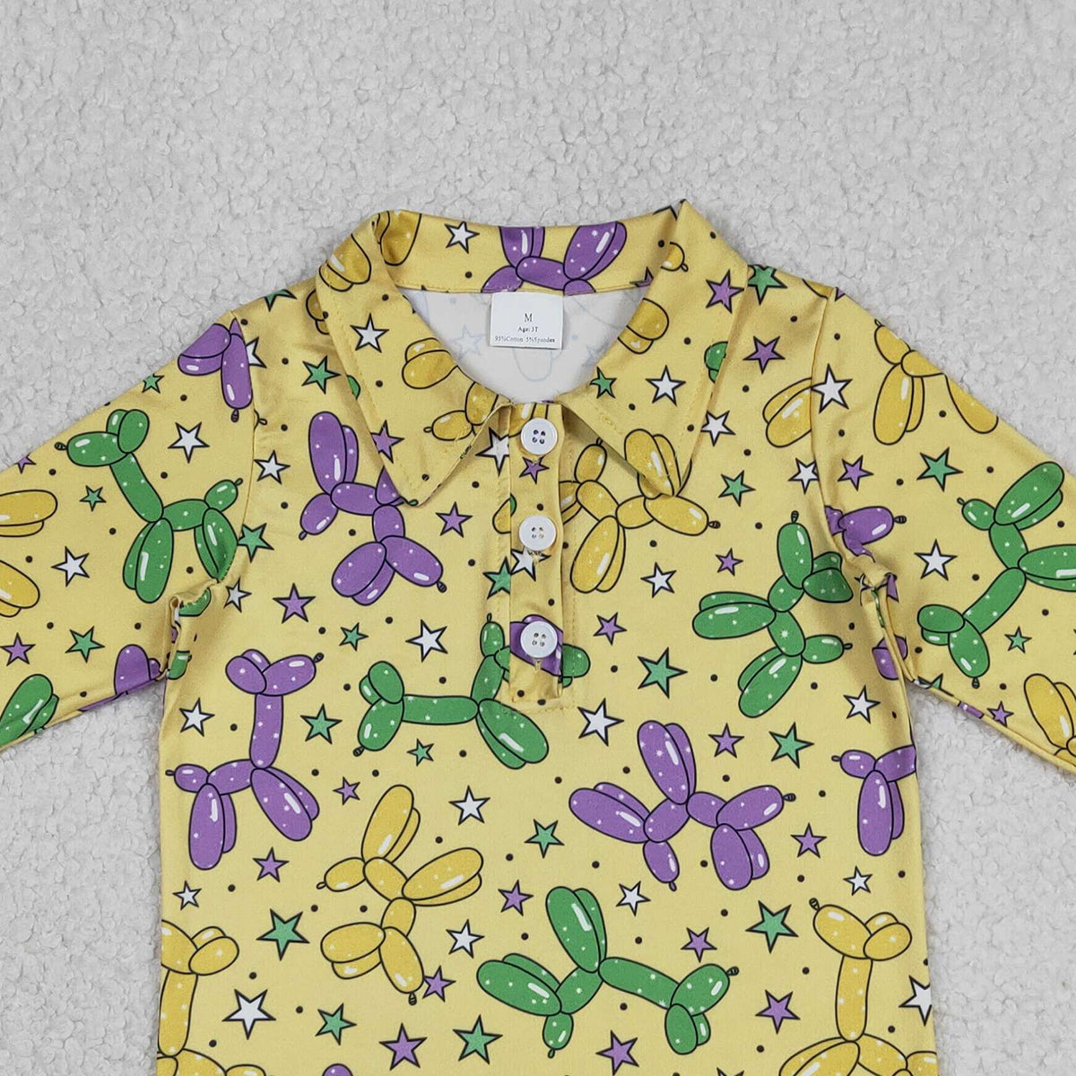 1.9 RTS NO MOQ （In stock）BT1388 Baby Boys Long Sleeve Stars Dogs Mardigras Polo Shirts Top