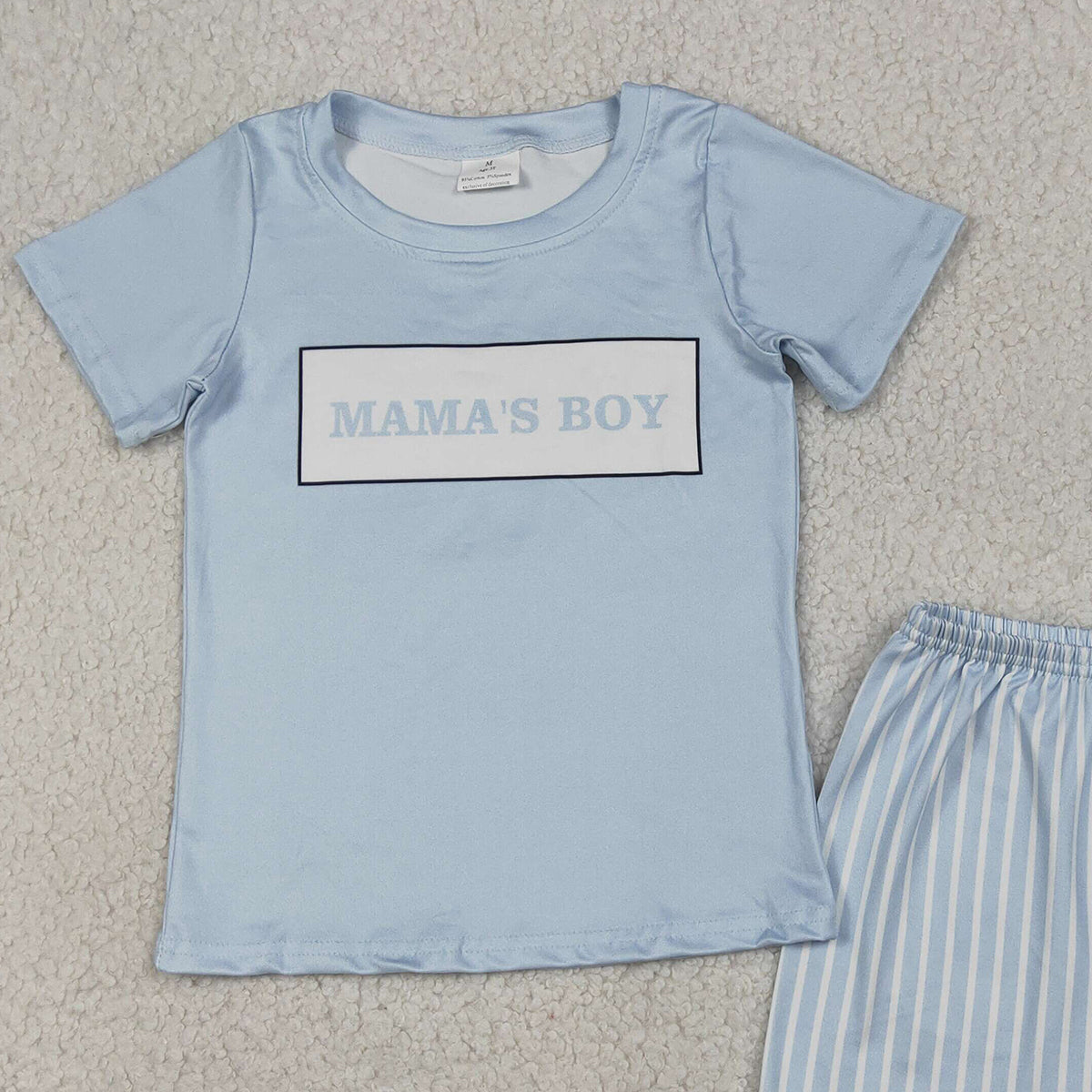 3.31 RTS NO MOQ （In stock）BSSO1876 Short sleeves mama's boy top stripe shorts kids outfits