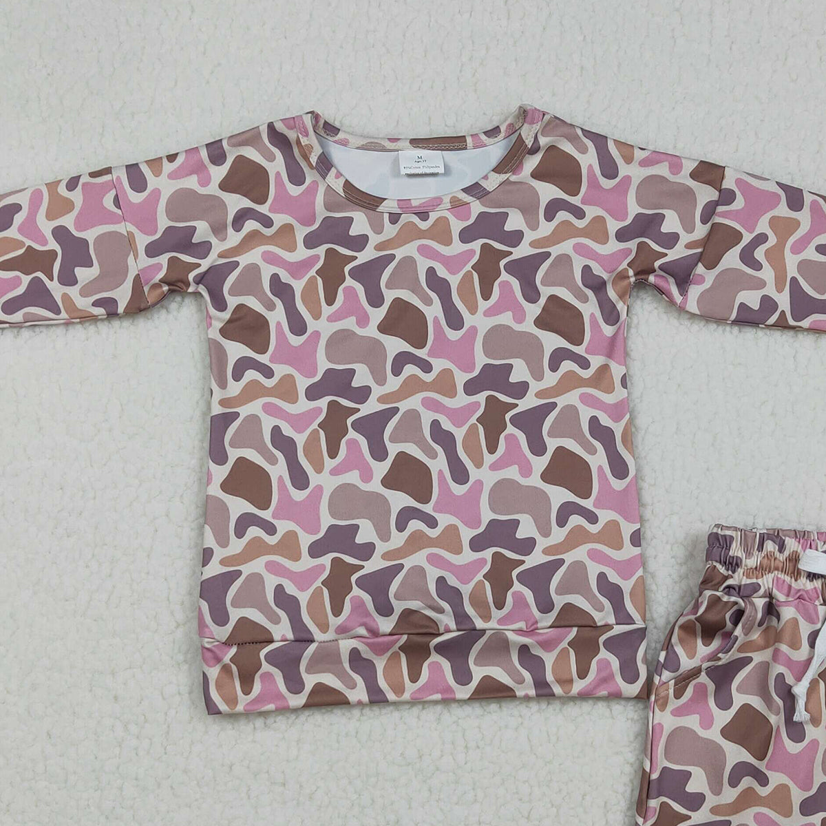 3.25 RTS NO MOQ （In stock）GLS0091 Kids Clothing for Baby Girls Long Sleeve Southern Camo Top Pockets Shorts Clothes Sets