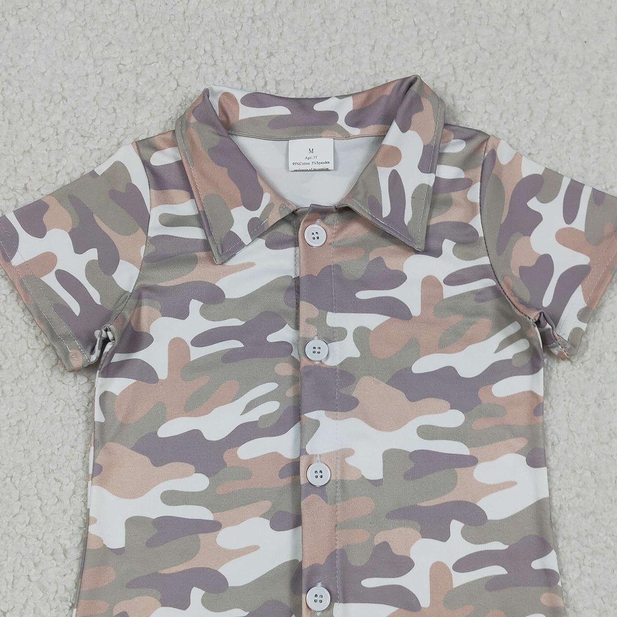 12.20 RTS NO MOQ （In stock）BT1565 Baby Boys Southern Grey Camo Button Shirts Top