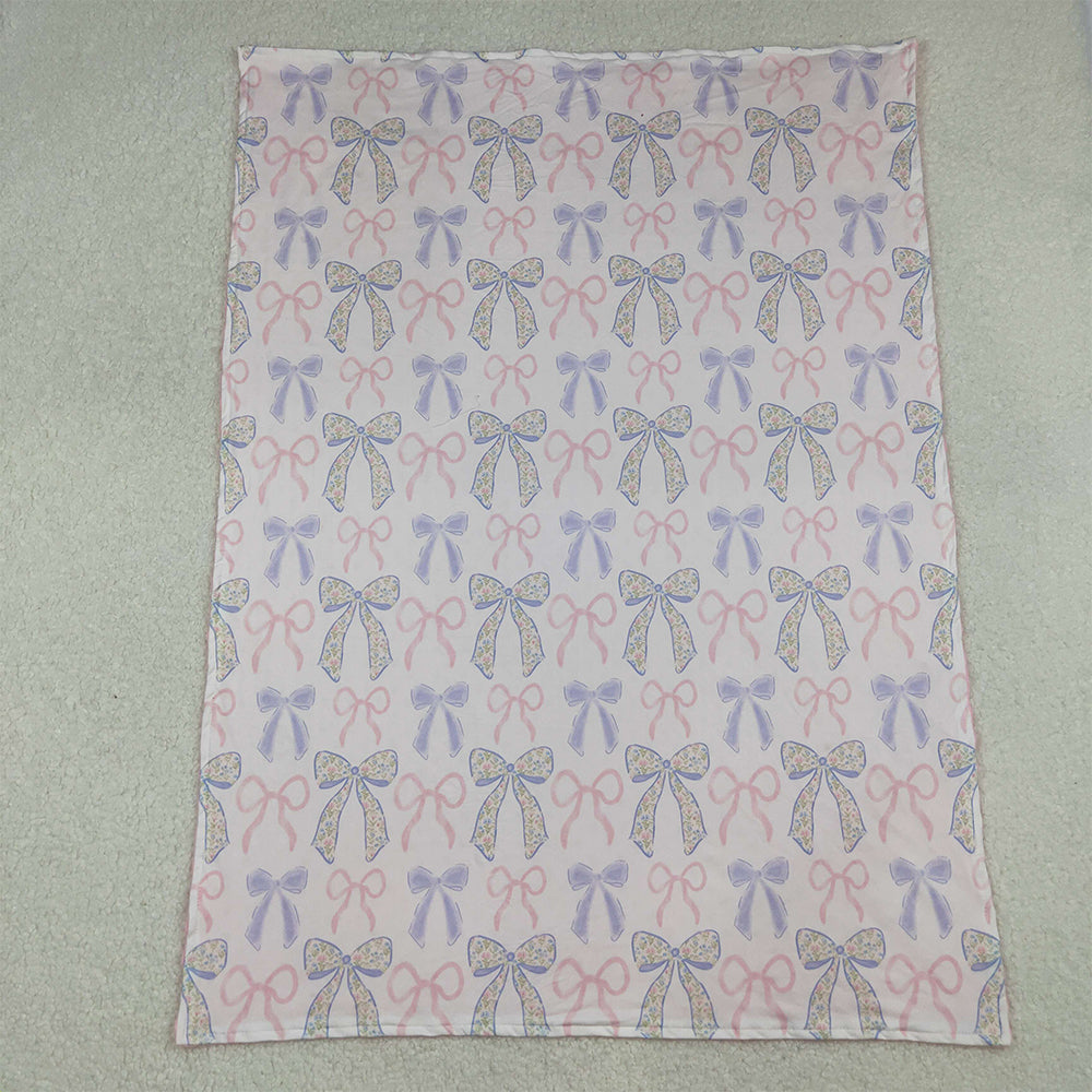 RTS NO MOQ （In stock）BL0191 Baby Blankets Colorful bow pink polka dots baby girls blankets