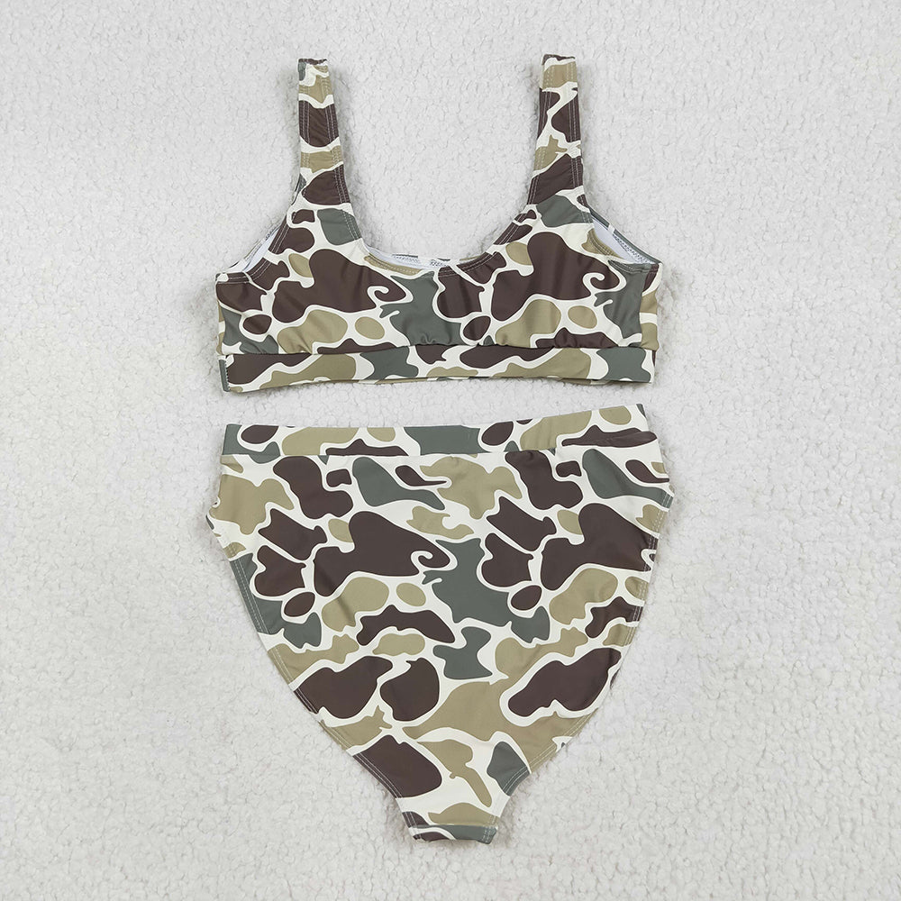 USA Shop (in stock) S0570+S0571 Adult Women's Swimsuit Camo adult women summer swim top Camo adult women summer swim bottom sets
