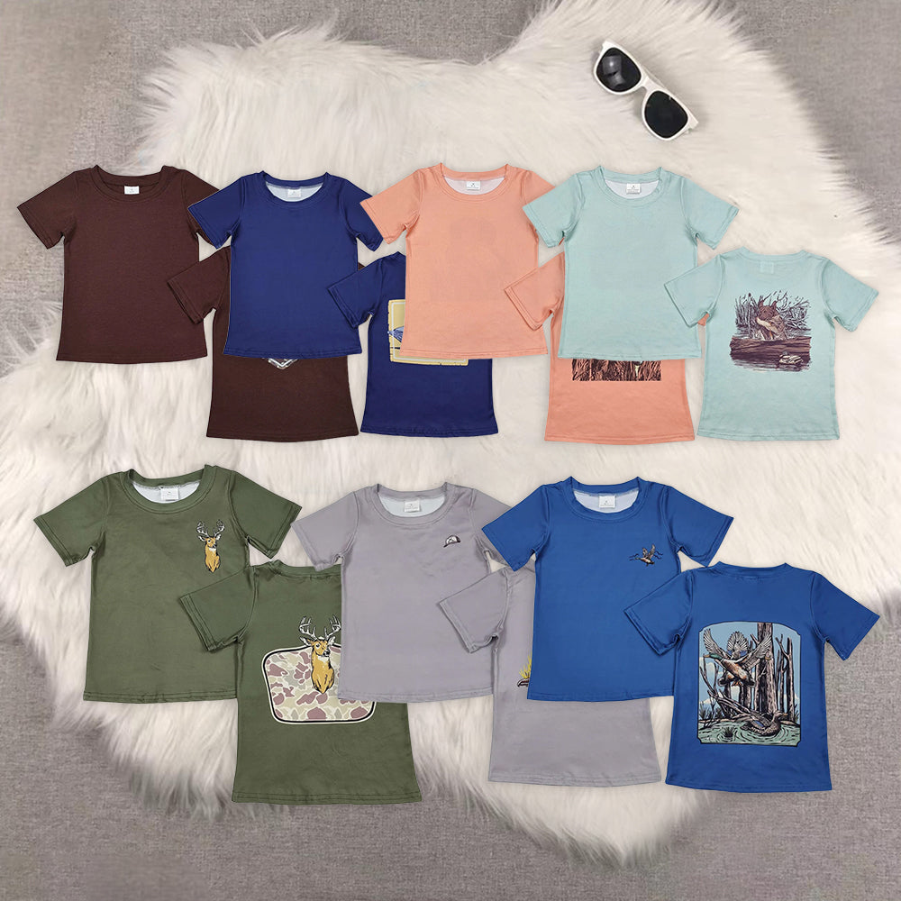 8.02 RTS Sibling Baby Boys Summer Tops Short sleeves blue duck kids boys shirt