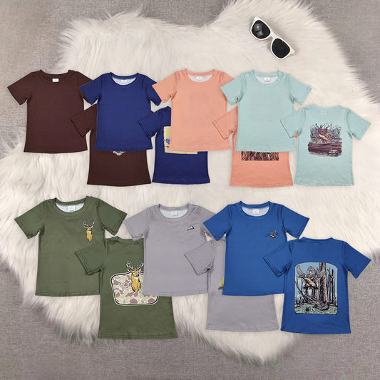 8.02 RTS Sibling Baby Boys Summer Tops Short sleeves blue duck kids boys shirt