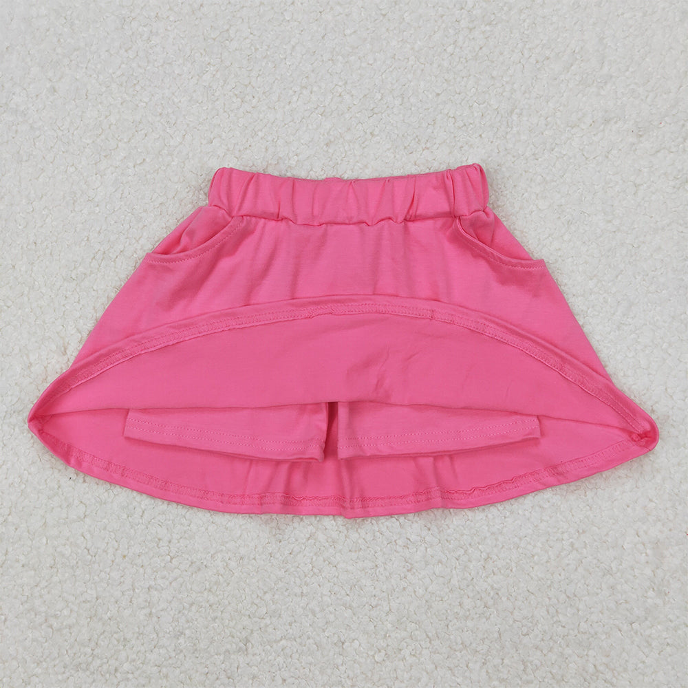 4.14 GLK0066 RTS NO MOQ Pink cotton pocket kids girls summer skirt