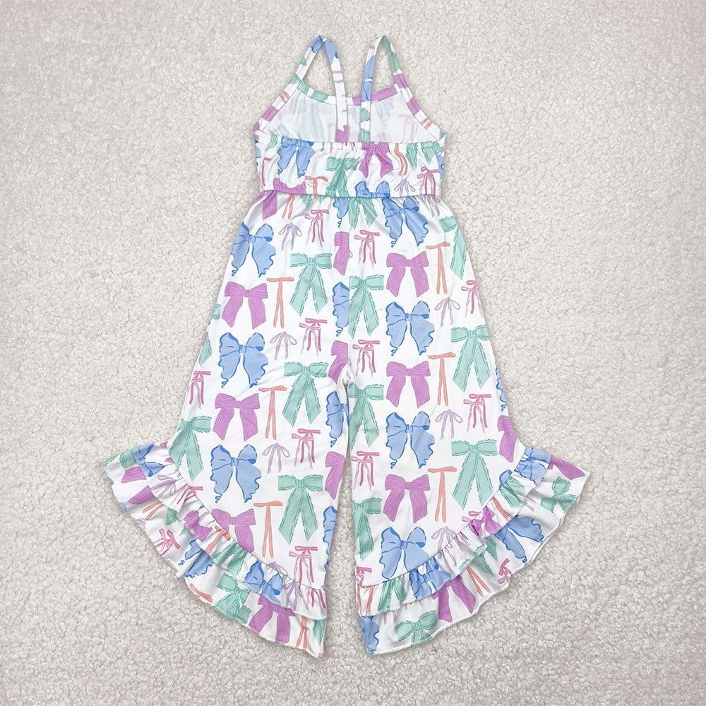 4.11 SR2847 RTS NO MOQ Baby Girls Summer Jumpsuits Baby Girls Strap Colorful Bows Ruffle Jumpsuits