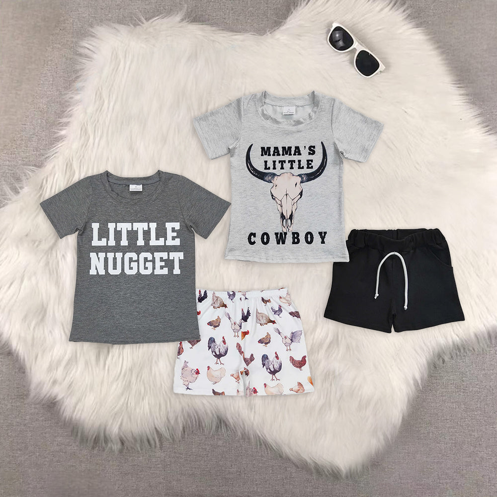 8.16 RTS Sibling Mama's little cowboy shirt shorts kids boy summer outfits