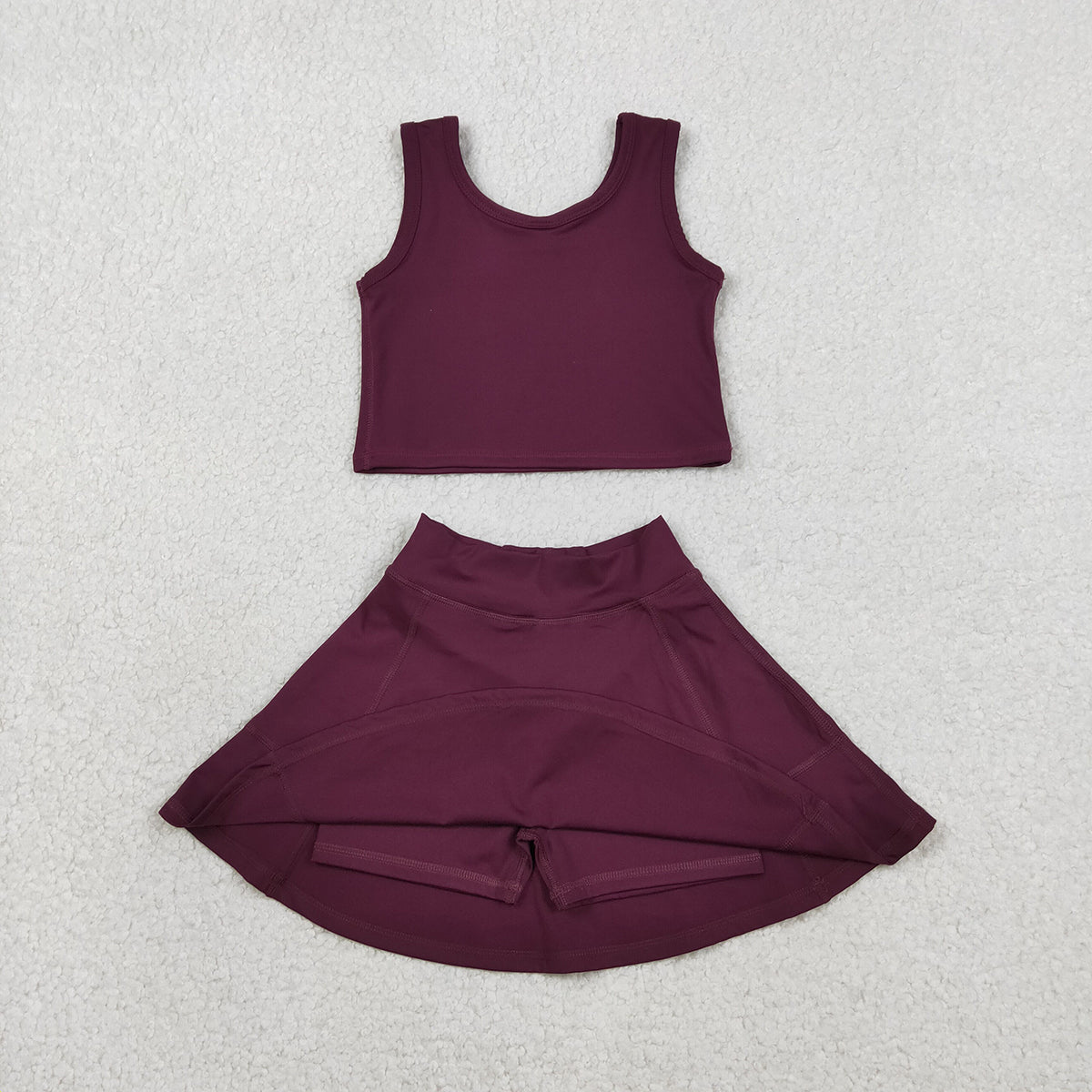 2.5 RTS NO MOQ （In stock）GSD1981 Baby Girls Sleeveless Wine Vests Top Skirt Shorts Yoga Active Clothes Sets