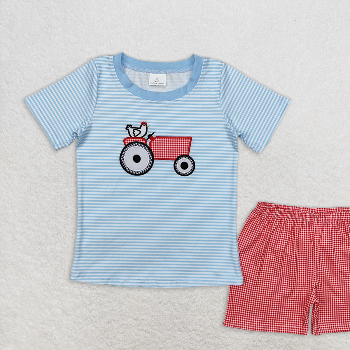 BSSO1172RTS NO MOQ Baby Boys Summer Boys Outfits Baby Boys Farm Chicken Shirt Shorts Clothes Sets