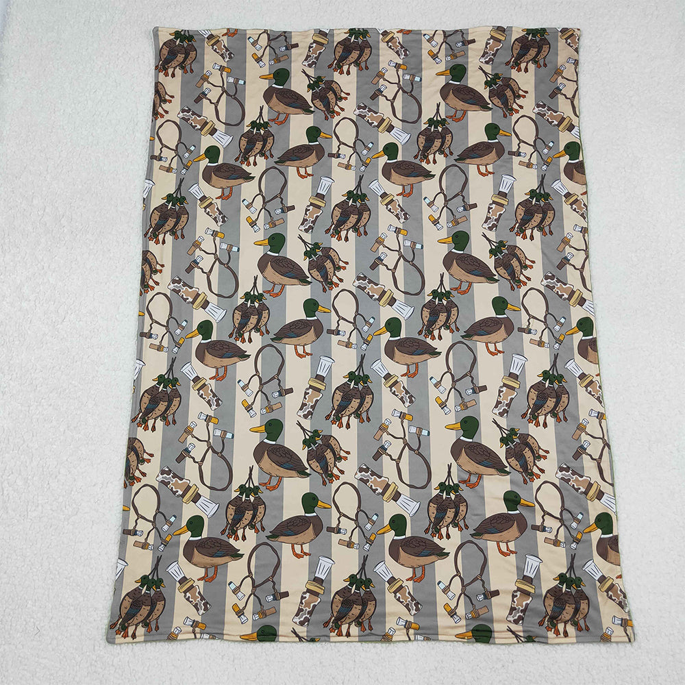 RTS NO MOQ （In stock）BL0211 Baby Blankets Green Ducks Calls Southern Hunting Minky Blankets