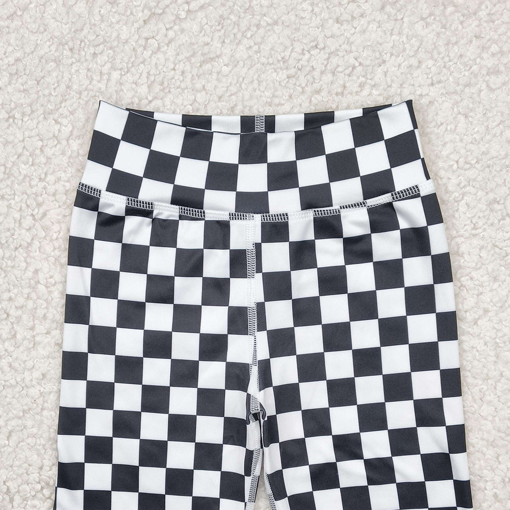 4.15 SS0537 RTS NO MOQ Baby Girls Yoga Shorts High waist black plaid kids girls summer shorts