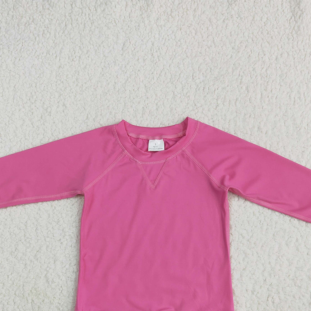 8.25  GT0968RTS NO MOQ Baby Girls Yoga Tops Baby Girls Hot Pink Long Sleeves Yoga Shirts Top