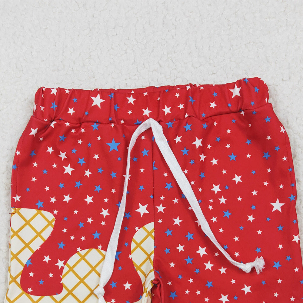 8.13  SS0612 RTS NO MOQ Baby Boys Summer Shorts Baby Boys Red Drip Stars Pockets Team Shorts Bottom