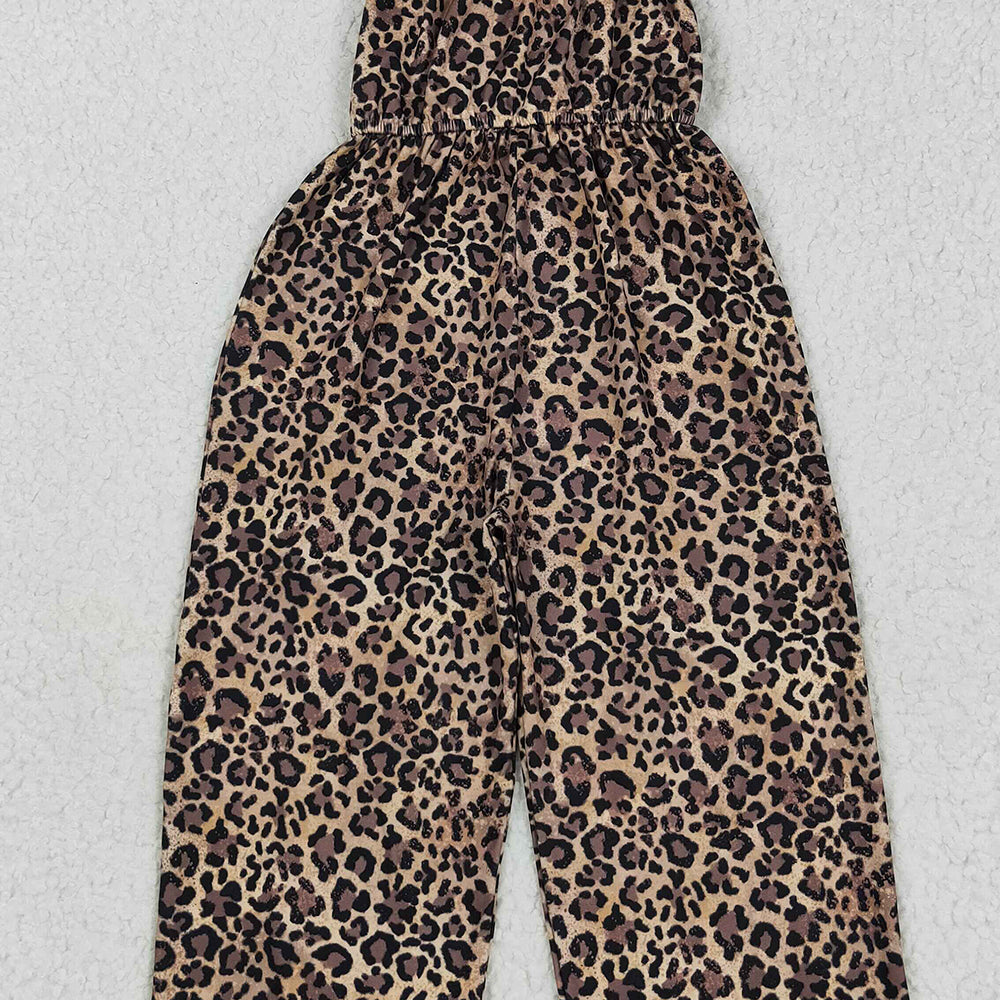 8.27 SR3054 RTS NO MOQ Baby Girls Summer Jumpsuits baby girls clothes leopard flying sleeve jumpsuit