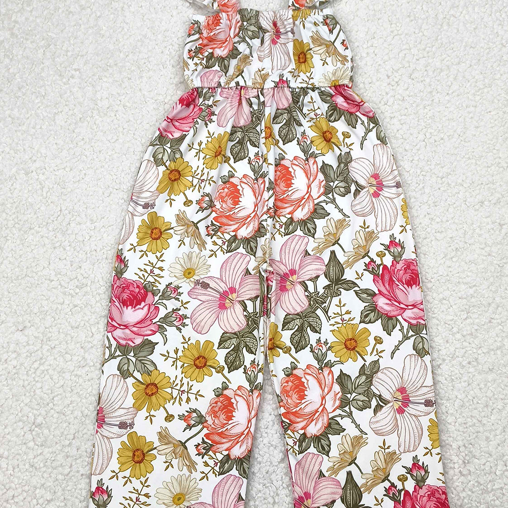 8.27  SR3053RTS NO MOQ Baby Girls Summer Jumpsuits baby girls clothes floral flying sleeve jumpsuit