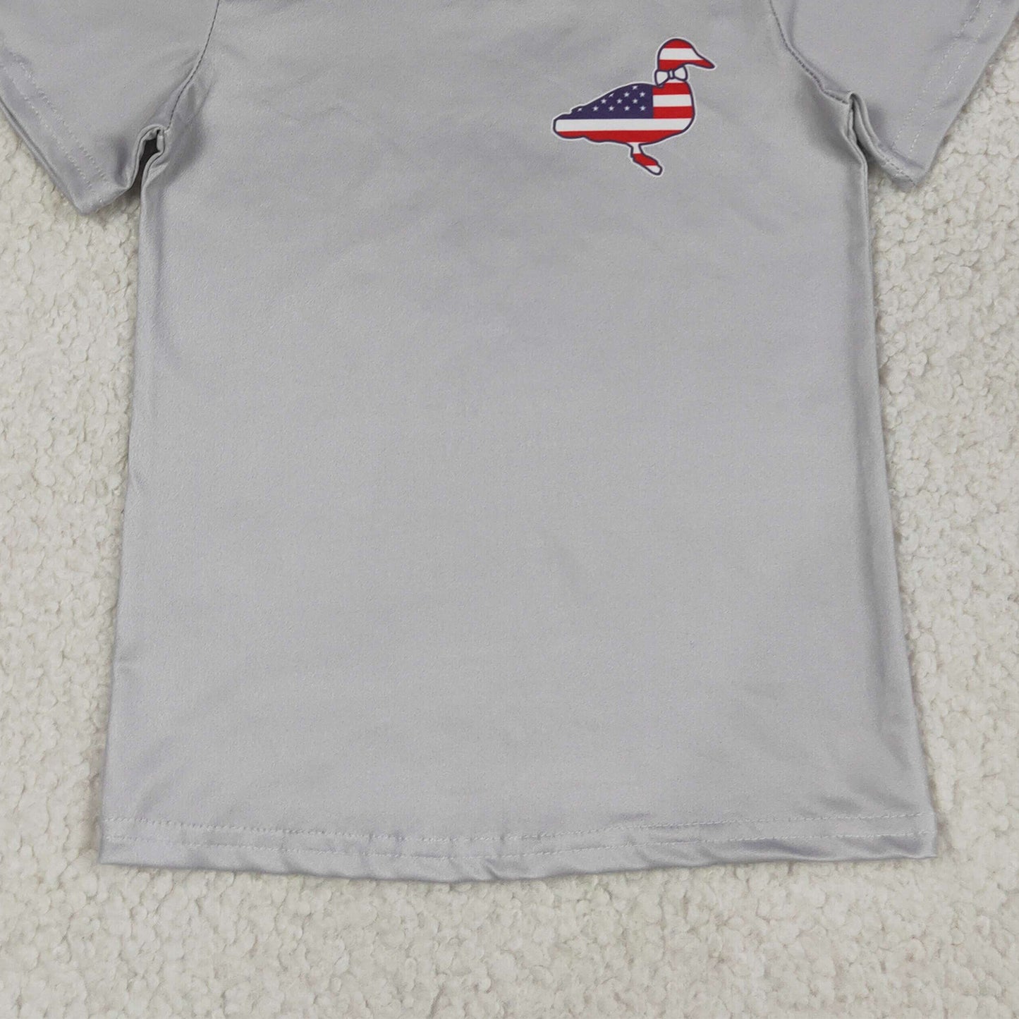 BT1199 RTS NO MOQ （In stock）Grey short sleeves stars stripe duck boys 4th of july shirt