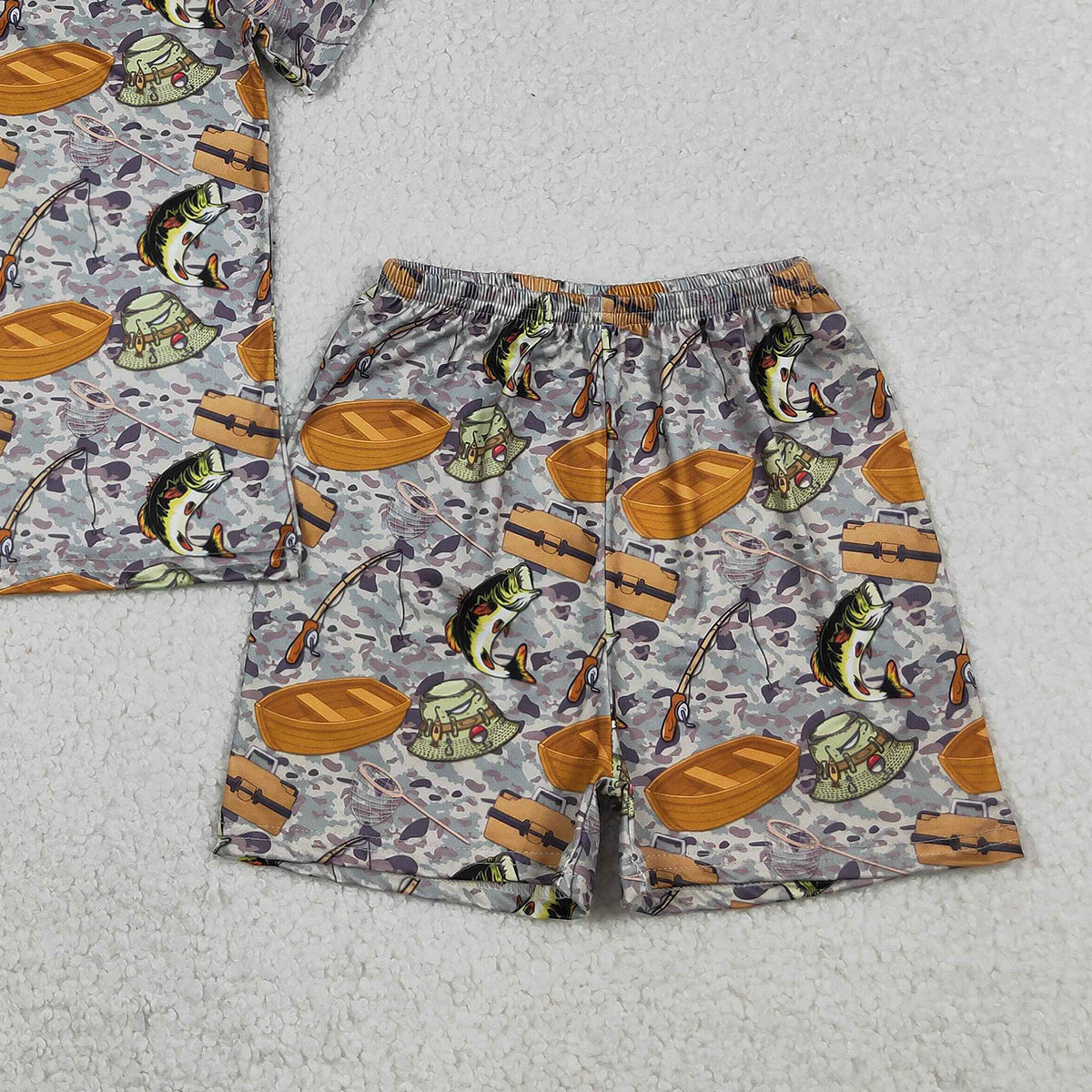 4.13 BSSO1920 RTS NO MOQ （In stock ）Short sleeves fishing top shorts kids boys summer outfits