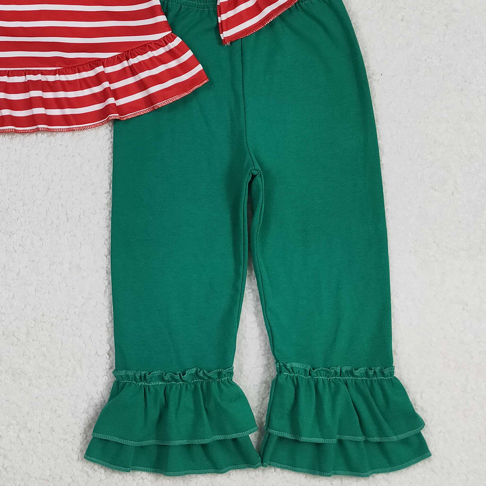 RTS NO MOQ （In stock）GLP2580 Baby Girls Winter Outfits  Long Sleeves Christmas Trees Dogs Trucks Tunic Ruffle Pant Set Outfit