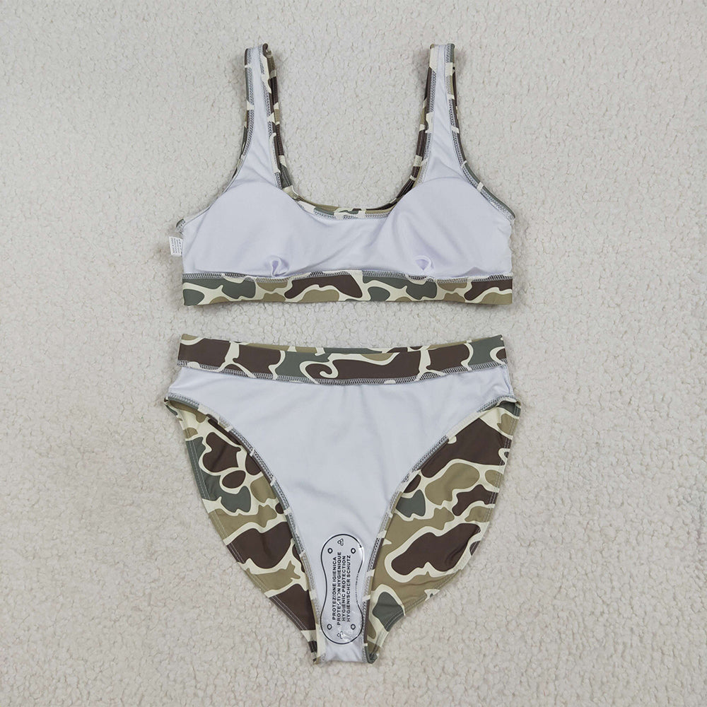 USA Shop (in stock) S0570+S0571 Adult Women's Swimsuit Camo adult women summer swim top Camo adult women summer swim bottom sets