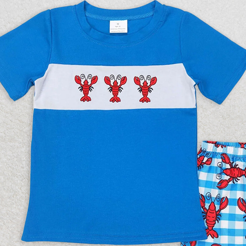 BSSO0280 RTS NO MOQ Baby Boys Summer Boys Outfits Baby Boys Crawfish Short Sleeve Tops Shorts Clothing Sets