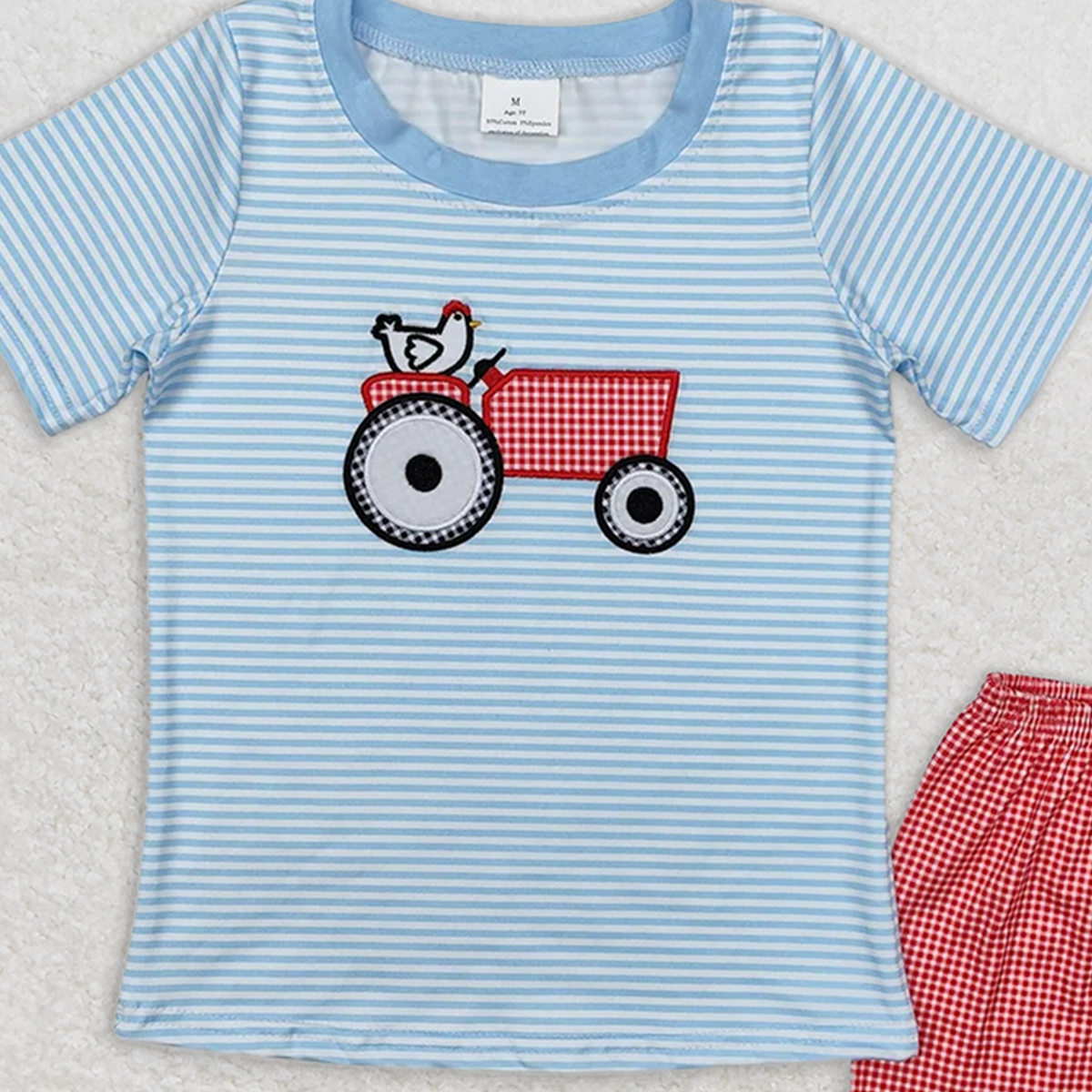 BSSO1172RTS NO MOQ Baby Boys Summer Boys Outfits Baby Boys Farm Chicken Shirt Shorts Clothes Sets