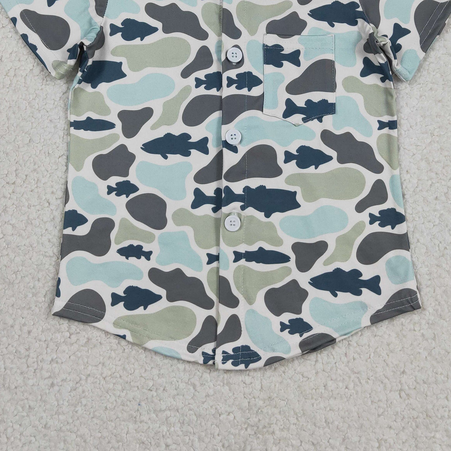BT1787 RTS NO MOQ （In stock ）Short sleeves fish camo kids boys button down shirt